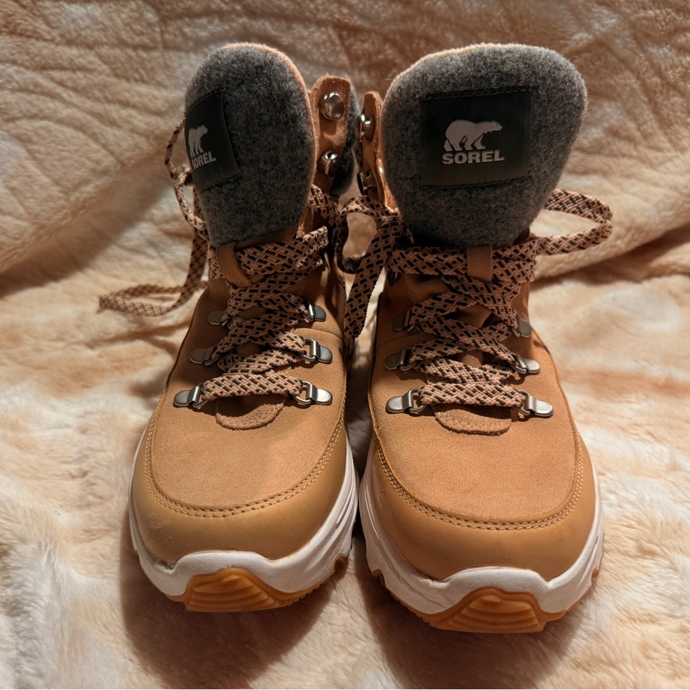 Sorel Tan and Gray Waterproof Winter Boots